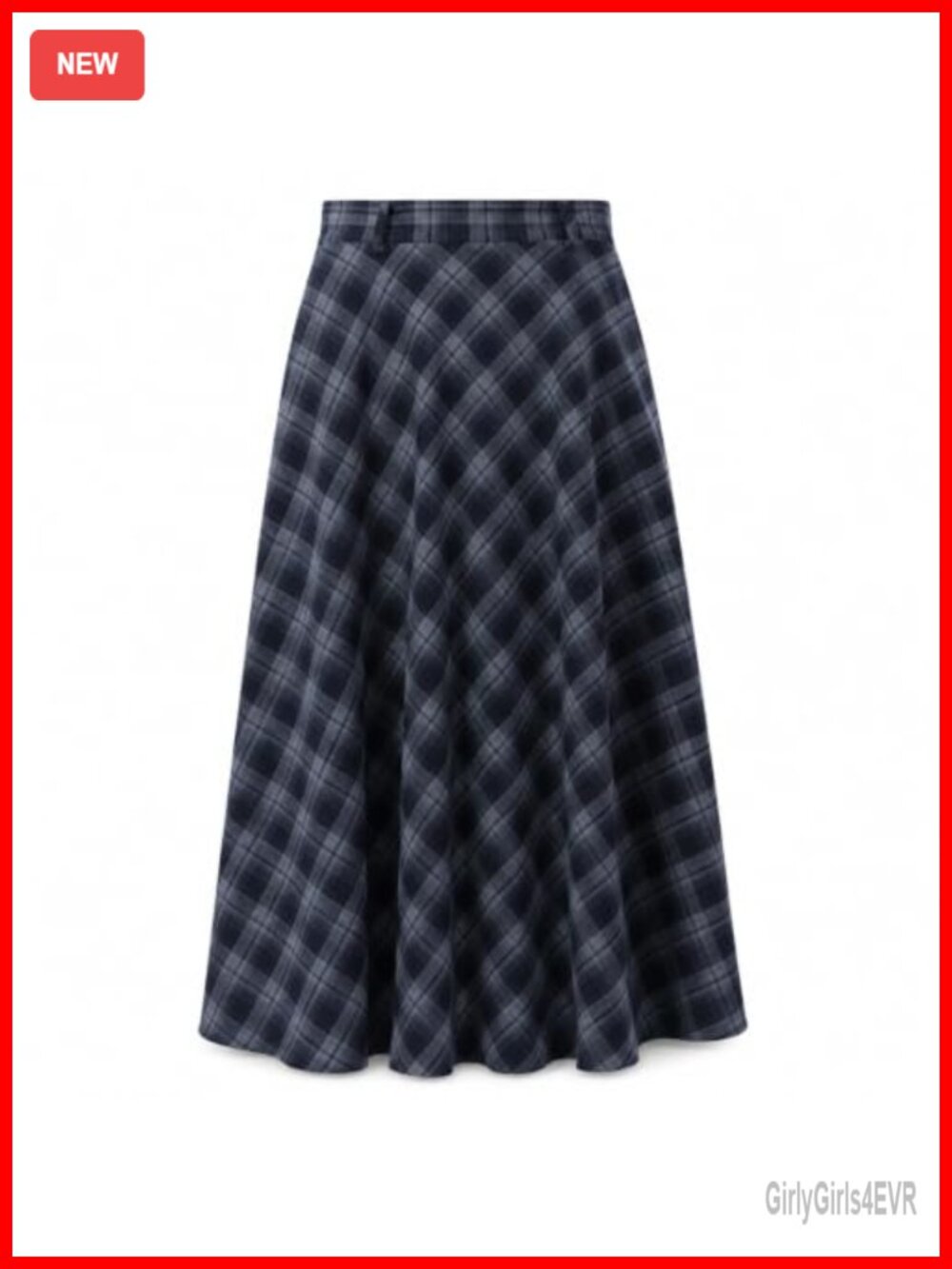 Women's Plaid Midi Skirt Elastic Waist A-Line with Pockets Fall Winter